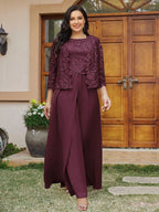 Cassandra June Burgundy back view mother of the bride dress