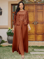 Cassandra June Burnt Orange front view mother of the bride dress