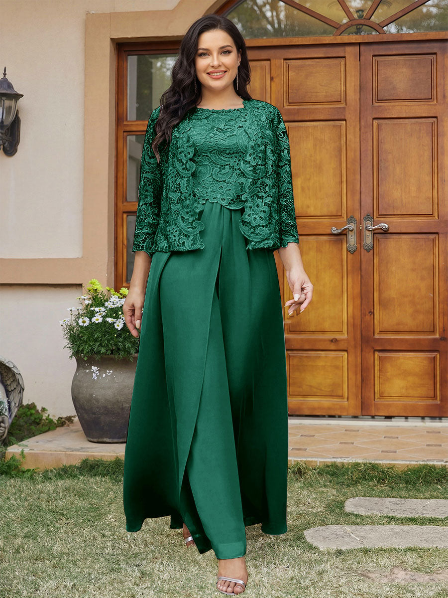 Cassandra June Hunter Green front view mother of the bride dress