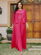 Cassandra June Fuchsia back view mother of the bride dress