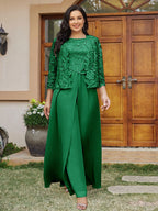 Cassandra June Forest Green front view mother of the bride dress