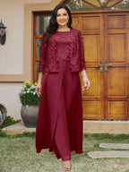 Cassandra June Burgundy side view mother of the bride dress