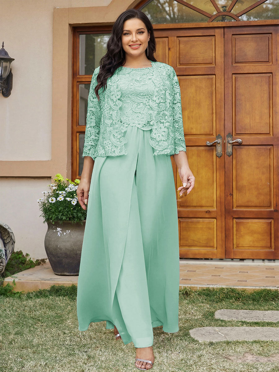 Cassandra June Mint Green front view mother of the bride dress