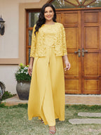 Cassandra June Gold back view mother of the bride dress