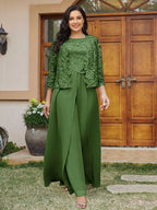 Cassandra June Olive Green front view mother of the bride dress