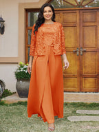 Cassandra June Orange front view mother of the bride dress