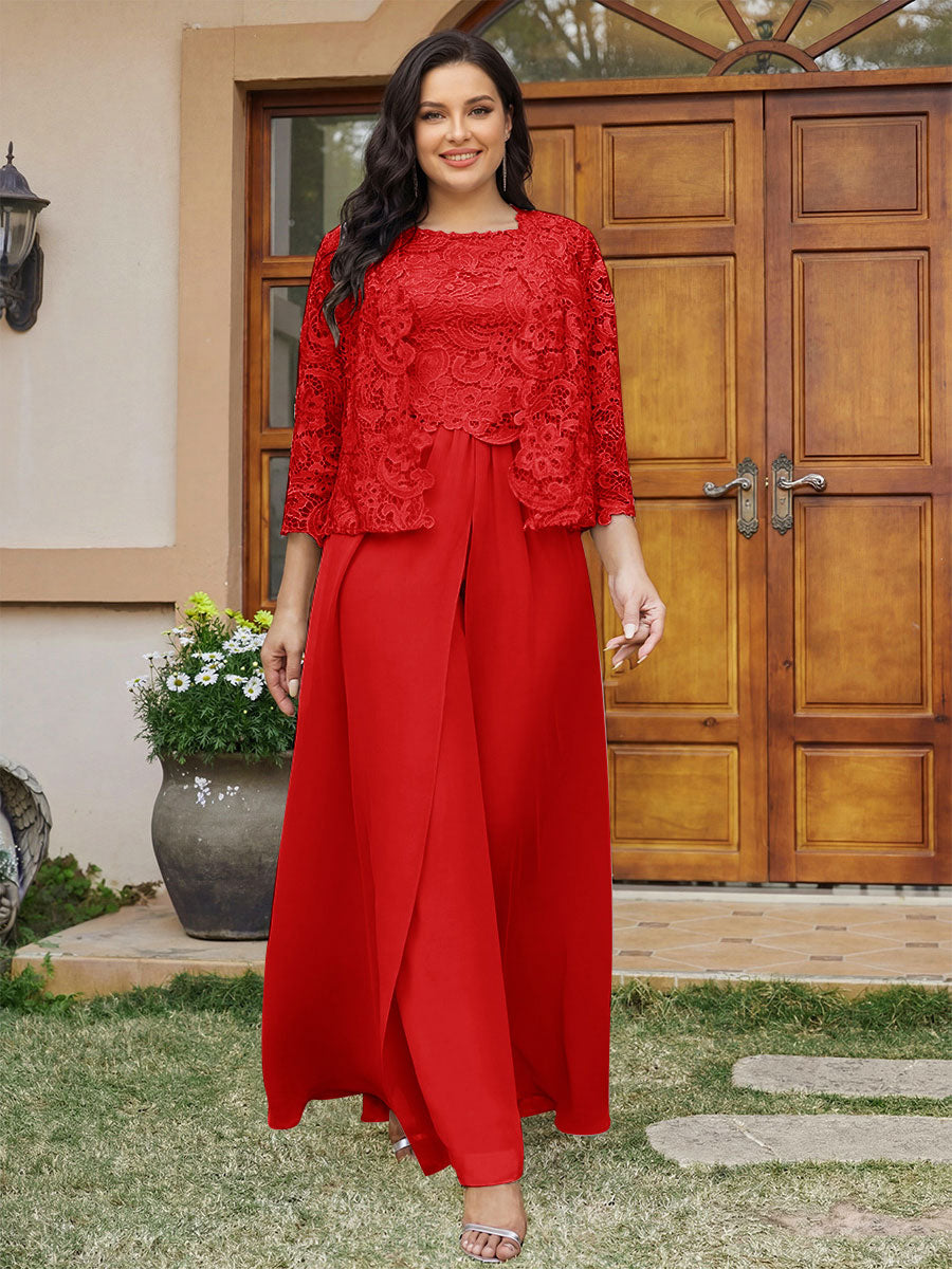 Cassandra June Red front view mother of the bride dress