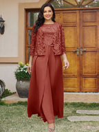 Cassandra June Rust front view mother of the bride dress