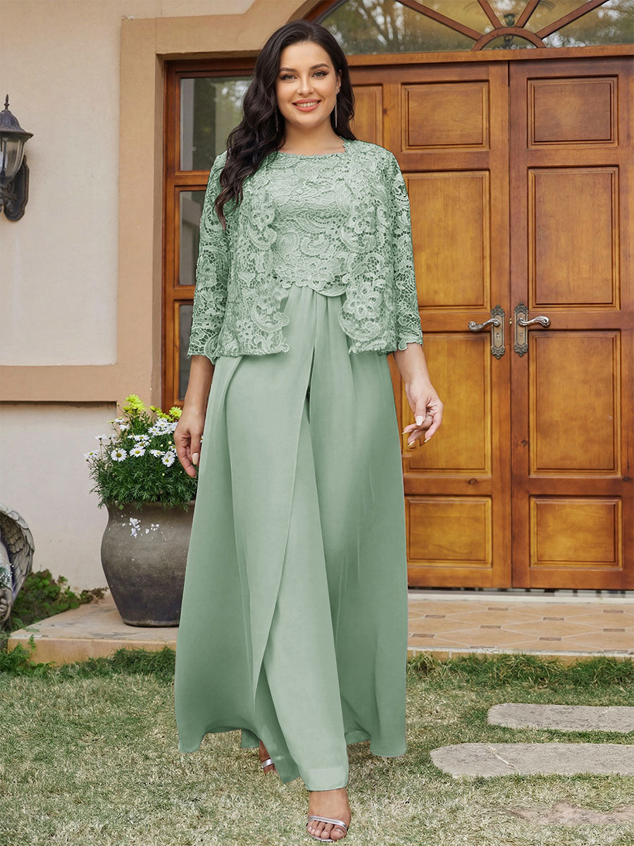 Cassandra June Sage Green front view mother of the bride dress