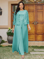 Cassandra June Pool Blue front view mother of the bride dress