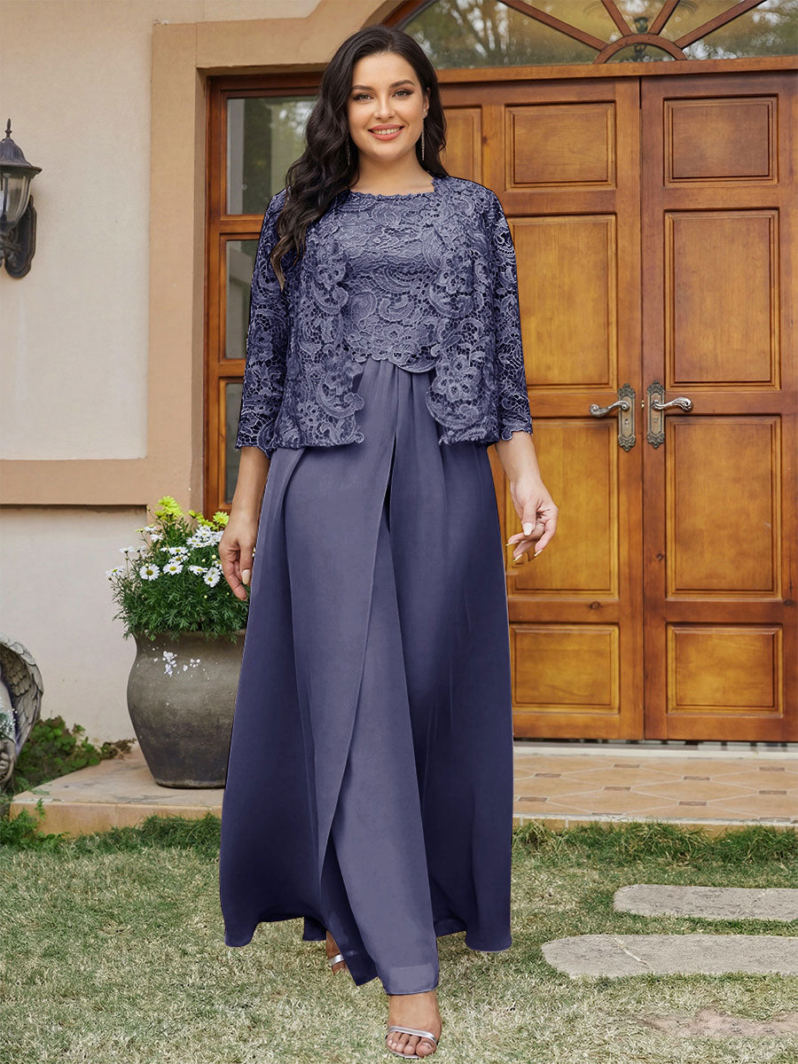 Cassandra June Dusty Blue front view mother of the bride dress