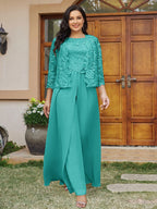 Cassandra June Turquoise back view mother of the bride dress