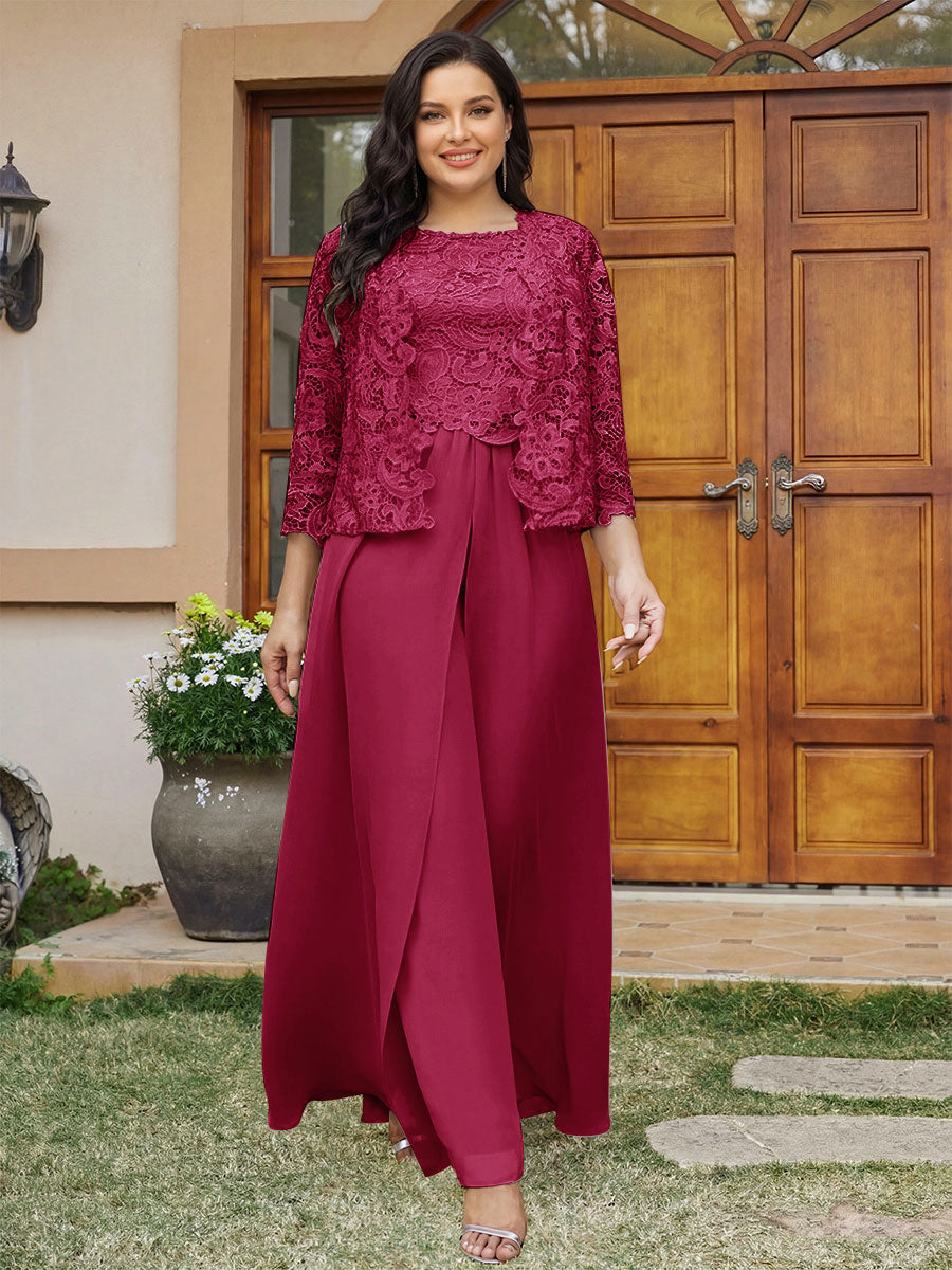 Cassandra June Burgundy front view mother of the bride dress