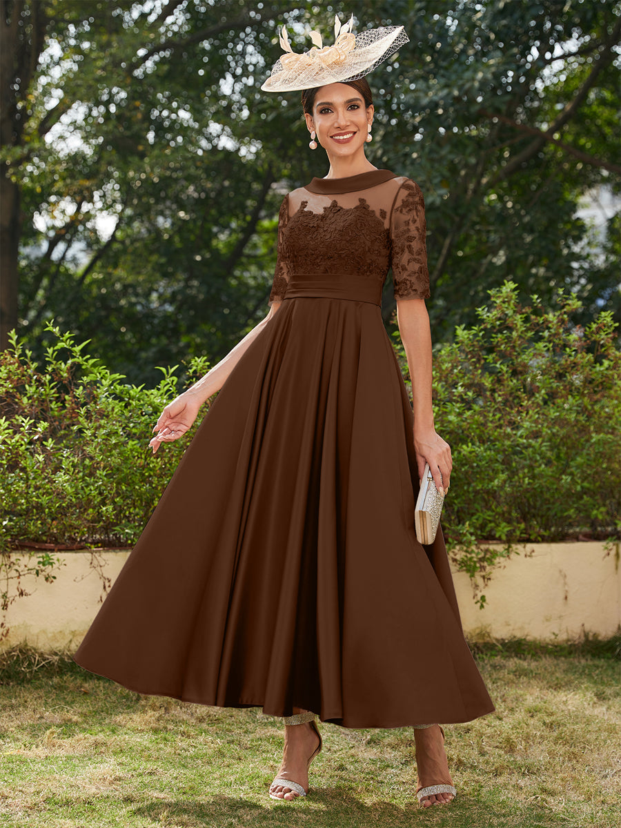Sabrina Claire Brown front view mother of the bride dress