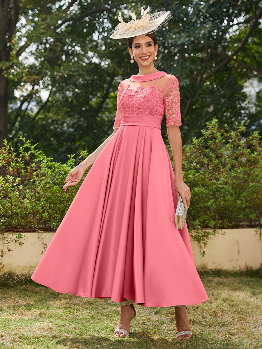 Sabrina Claire Coral back view mother of the bride dress
