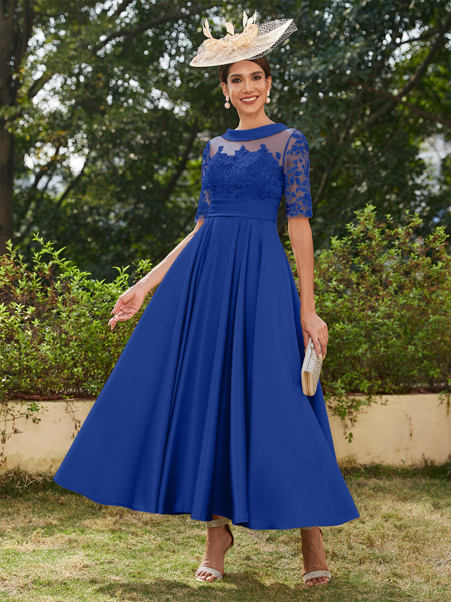Sabrina Claire Royal Blue side view mother of the bride dress