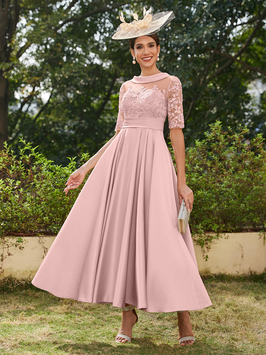 Sabrina Claire Dusty Rose front view mother of the bride dress