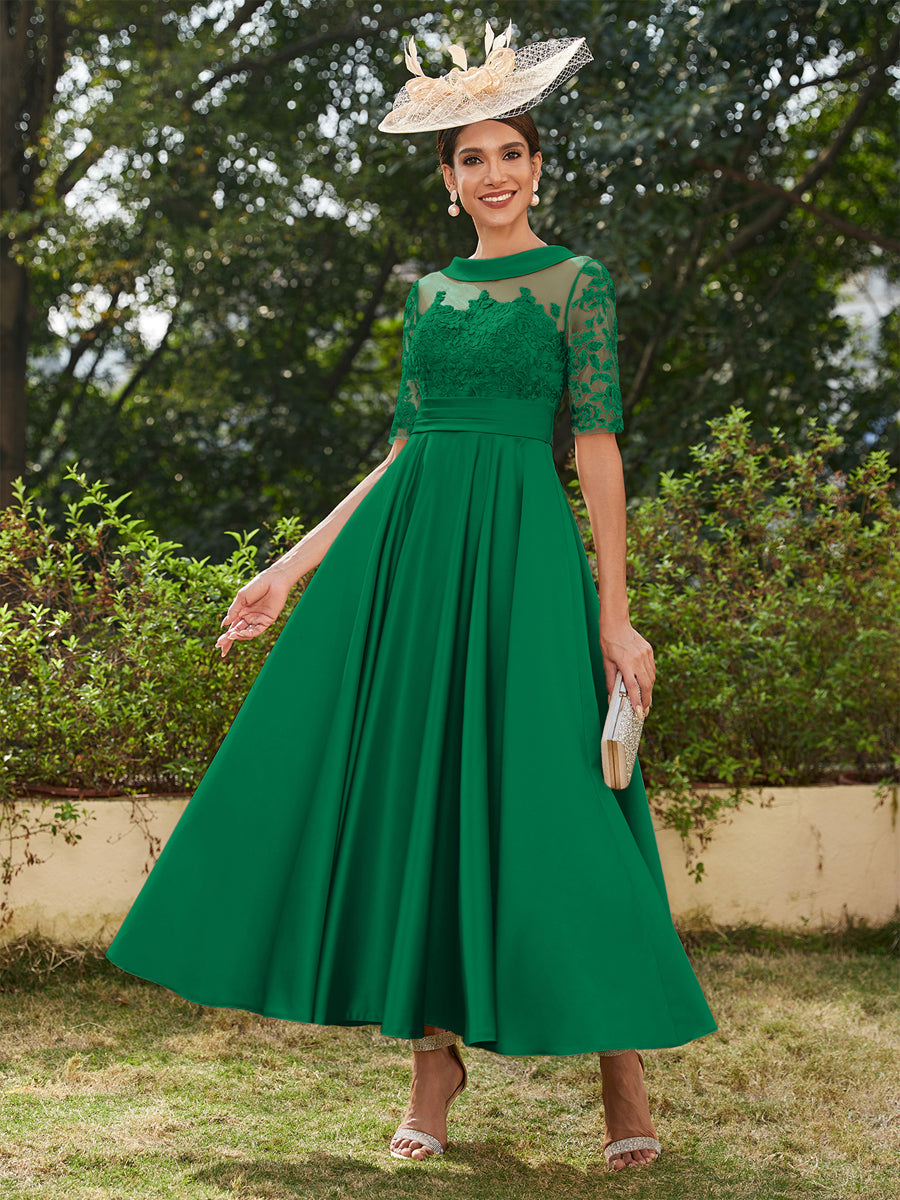 Sabrina Claire Emerald front view mother of the bride dress