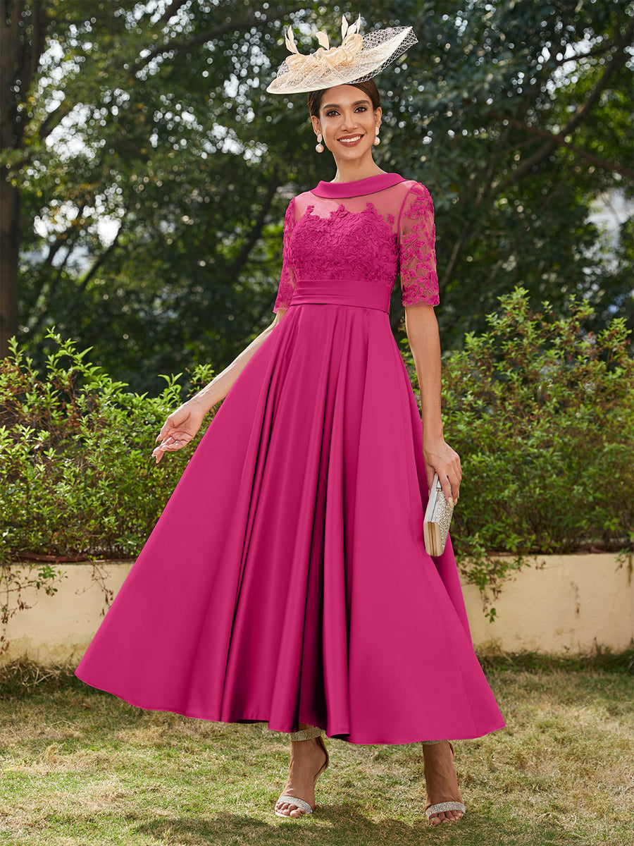 Sabrina Claire Fuchsia back view mother of the bride dress
