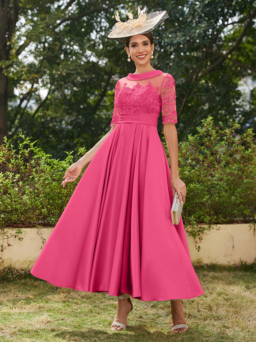 Sabrina Claire Fuchsia front view mother of the bride dress