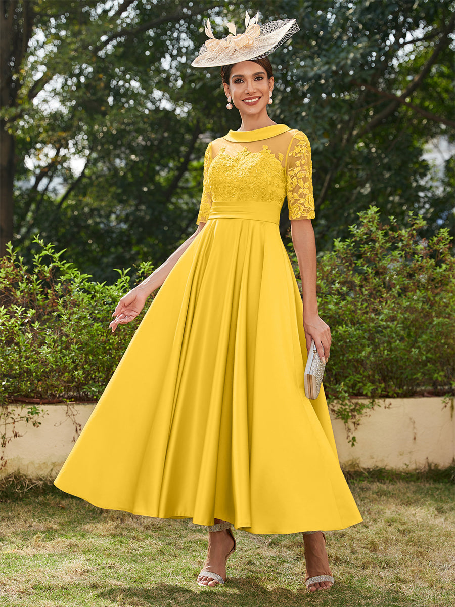 Sabrina Claire Gold back view mother of the bride dress