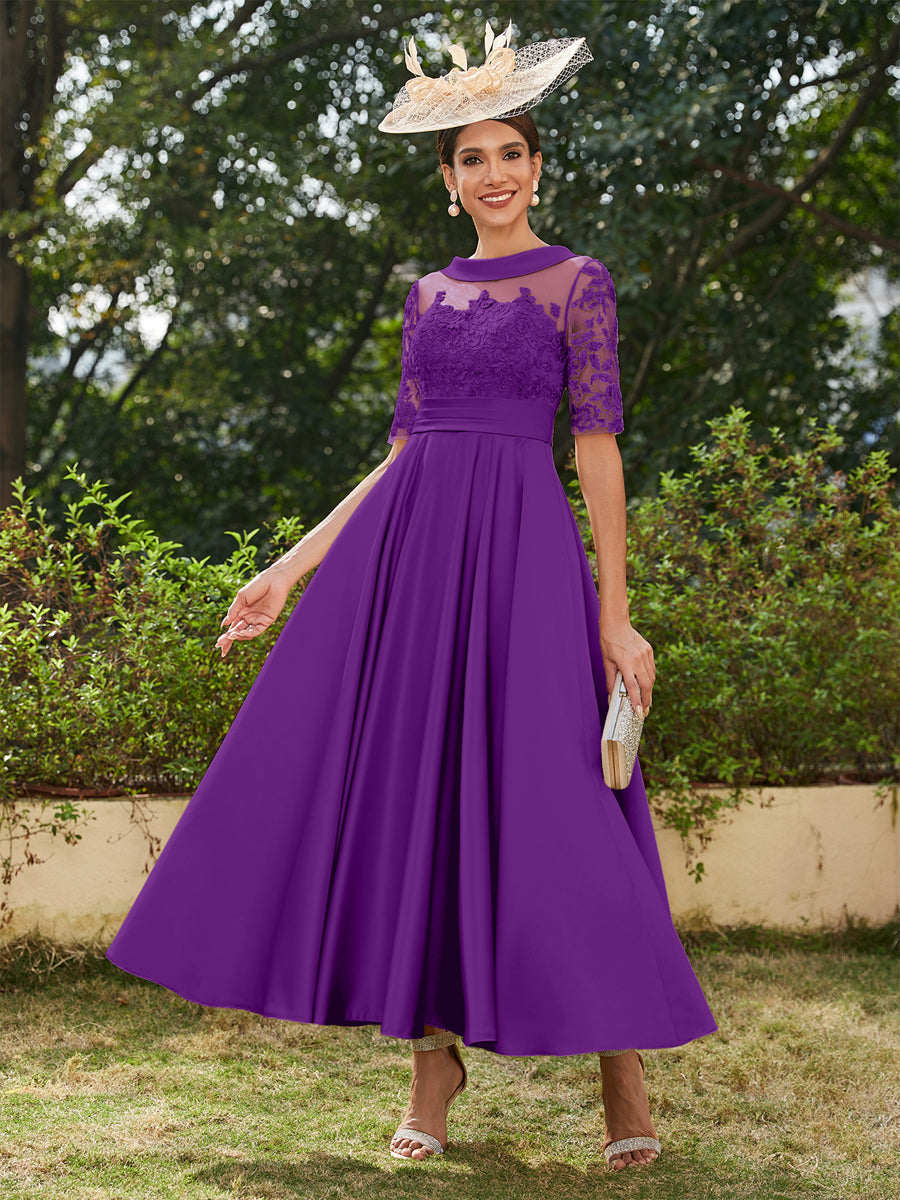 Sabrina Claire Grape front view mother of the bride dress