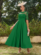 Sabrina Claire Forest Green front view mother of the bride dress