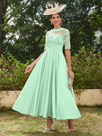 Sabrina Claire Pool Blue front view mother of the bride dress