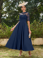 Sabrina Claire Navy Blue front view mother of the bride dress
