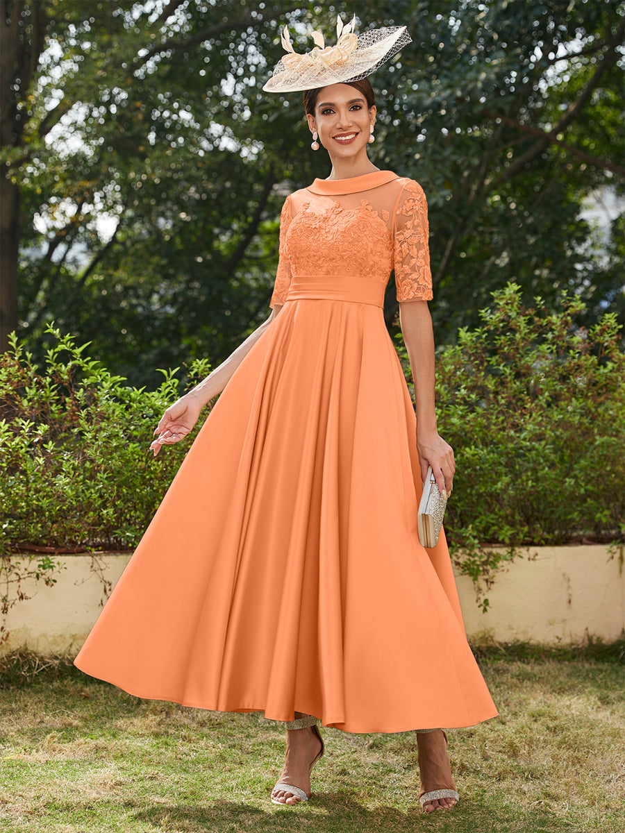Sabrina Claire Orange front view mother of the bride dress