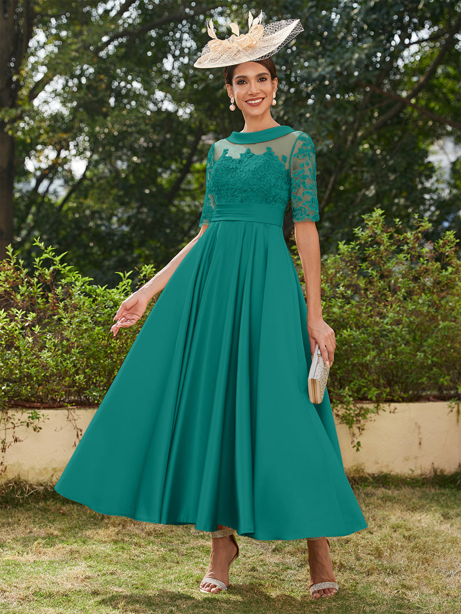 Sabrina Claire Peacock front view mother of the bride dress