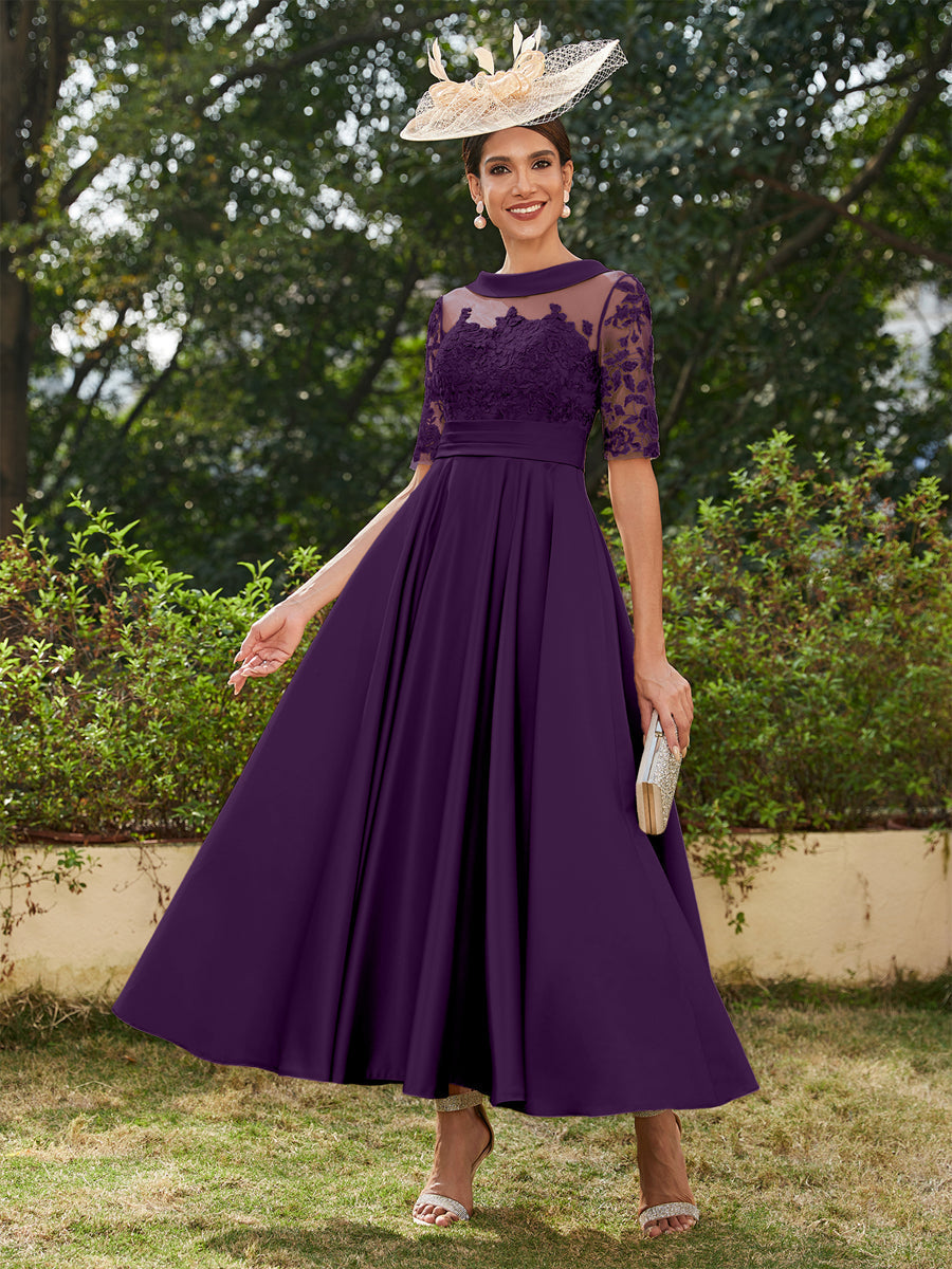 Sabrina Claire Plum back view mother of the bride dress