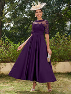 Sabrina Claire Plum back view mother of the bride dress