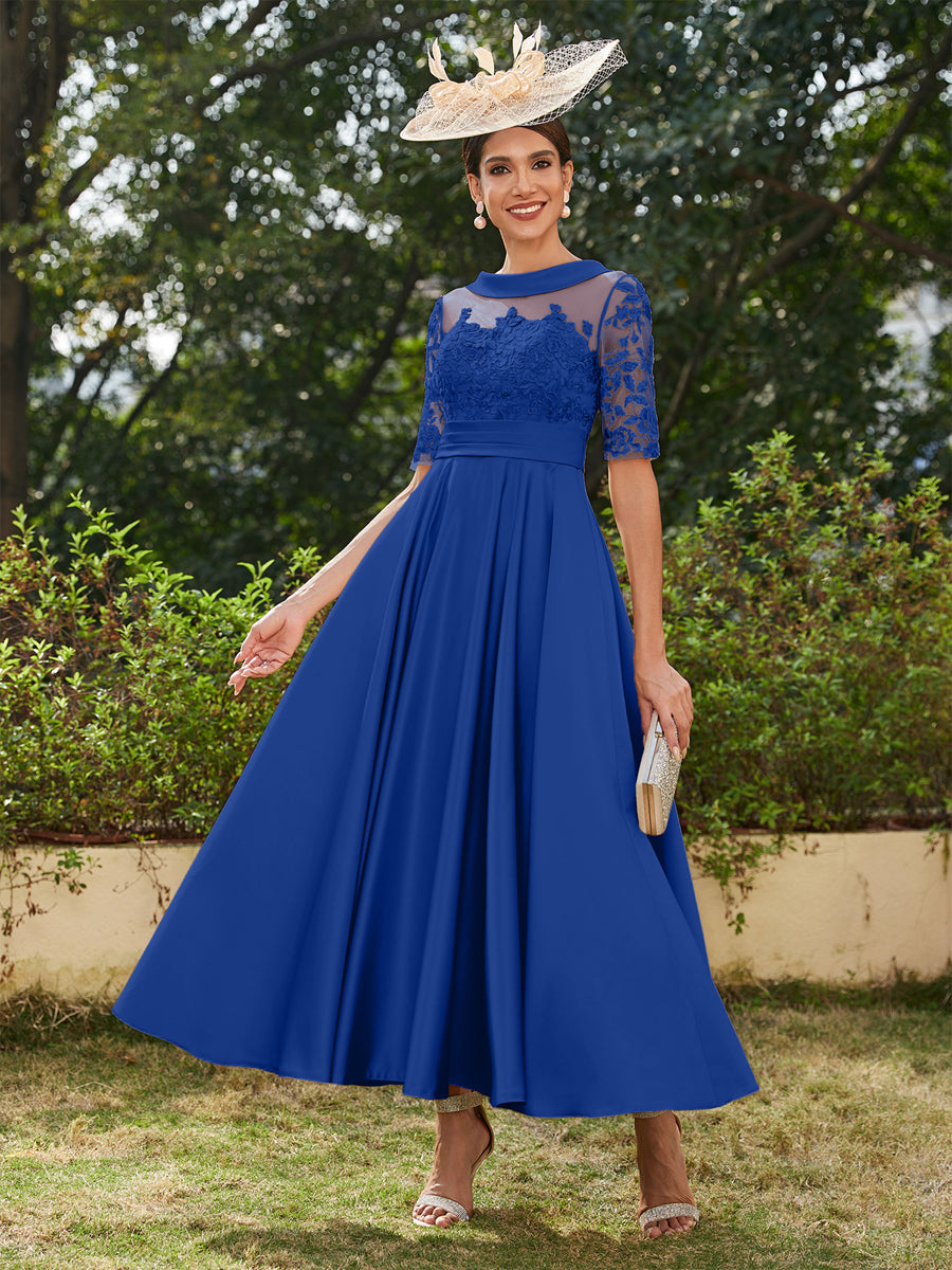 Sabrina Claire Royal Blue back view mother of the bride dress