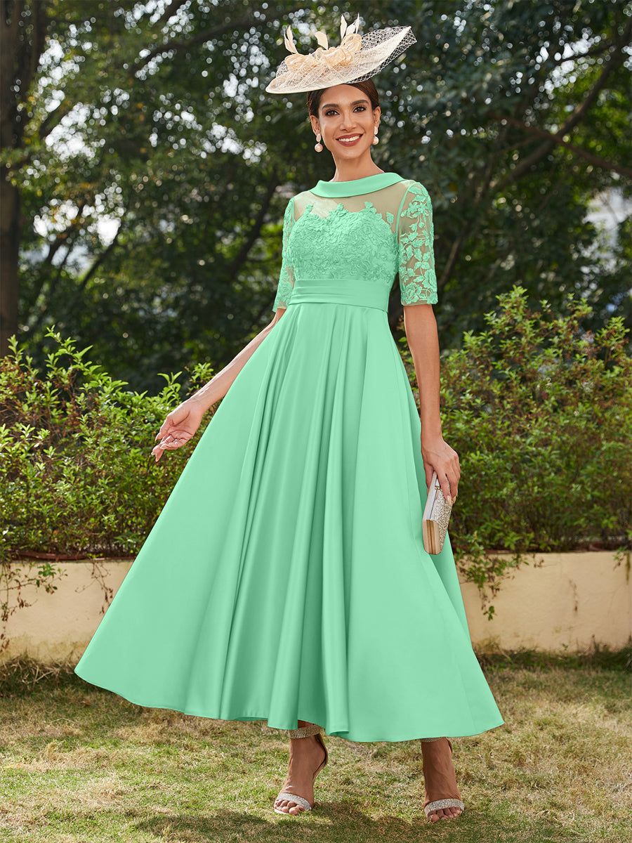 Sabrina Claire Pool Blue back view mother of the bride dress