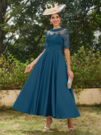 Sabrina Claire Teal front view mother of the bride dress