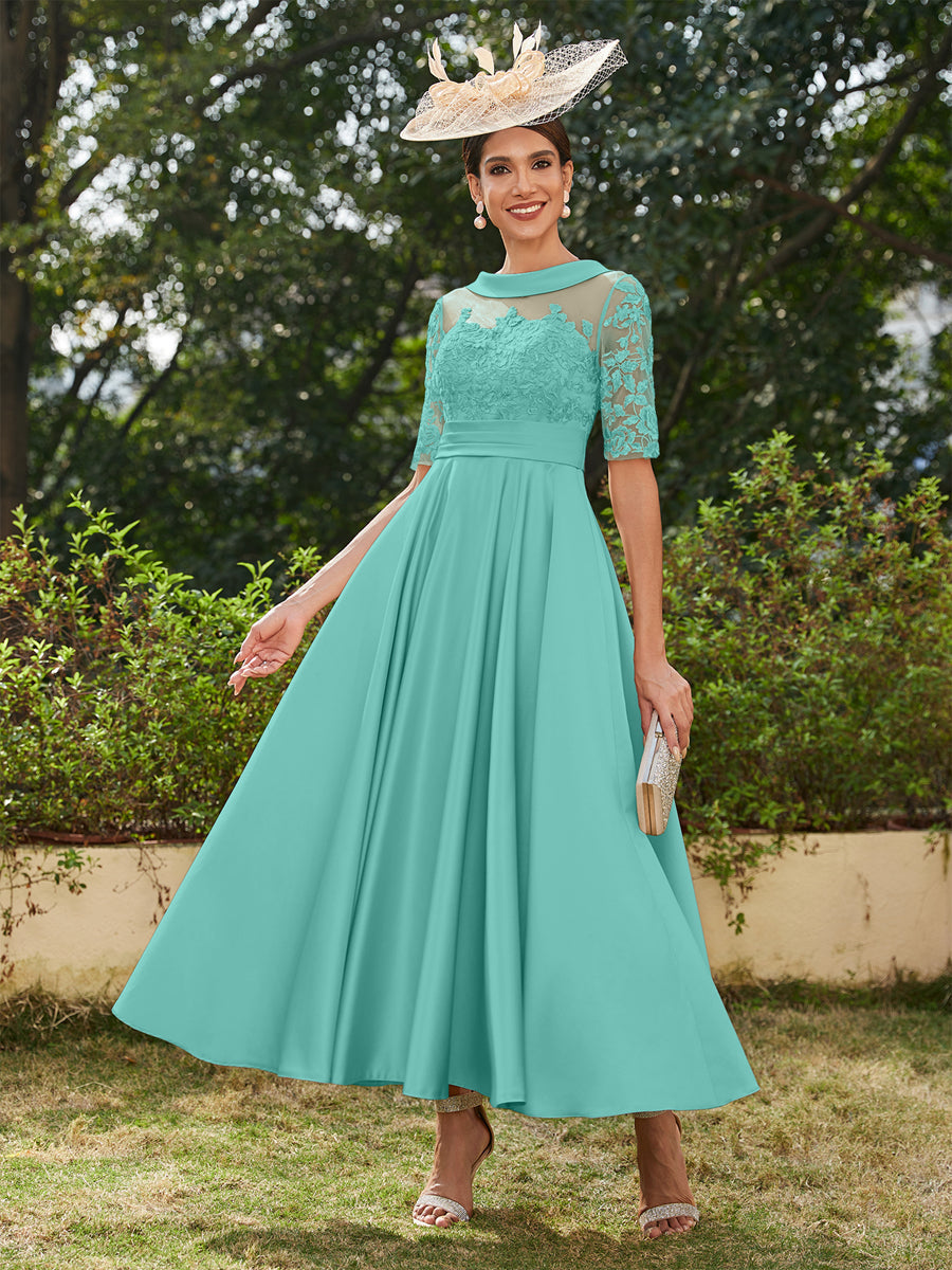 Sabrina Claire Turquoise back view mother of the bride dress