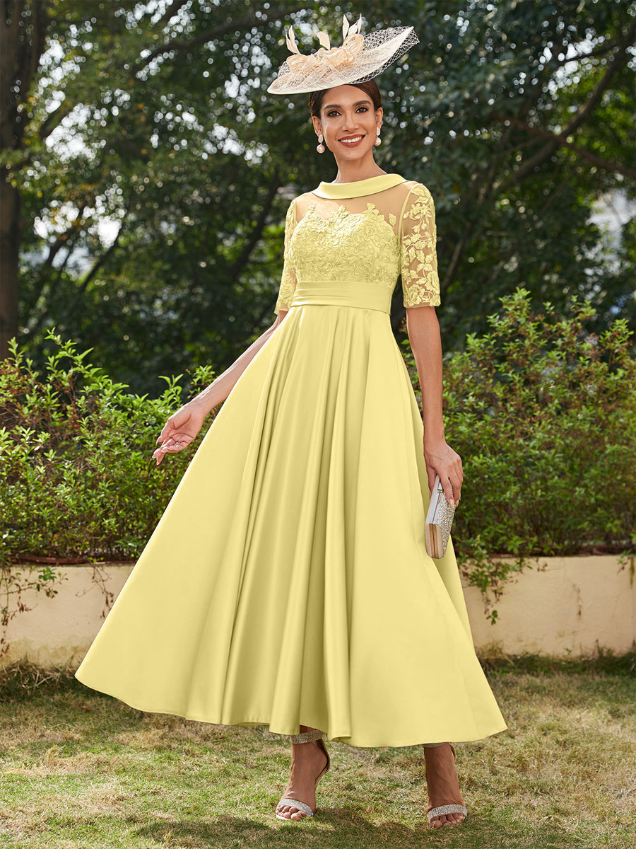 Sabrina Claire Yellow front view mother of the bride dress