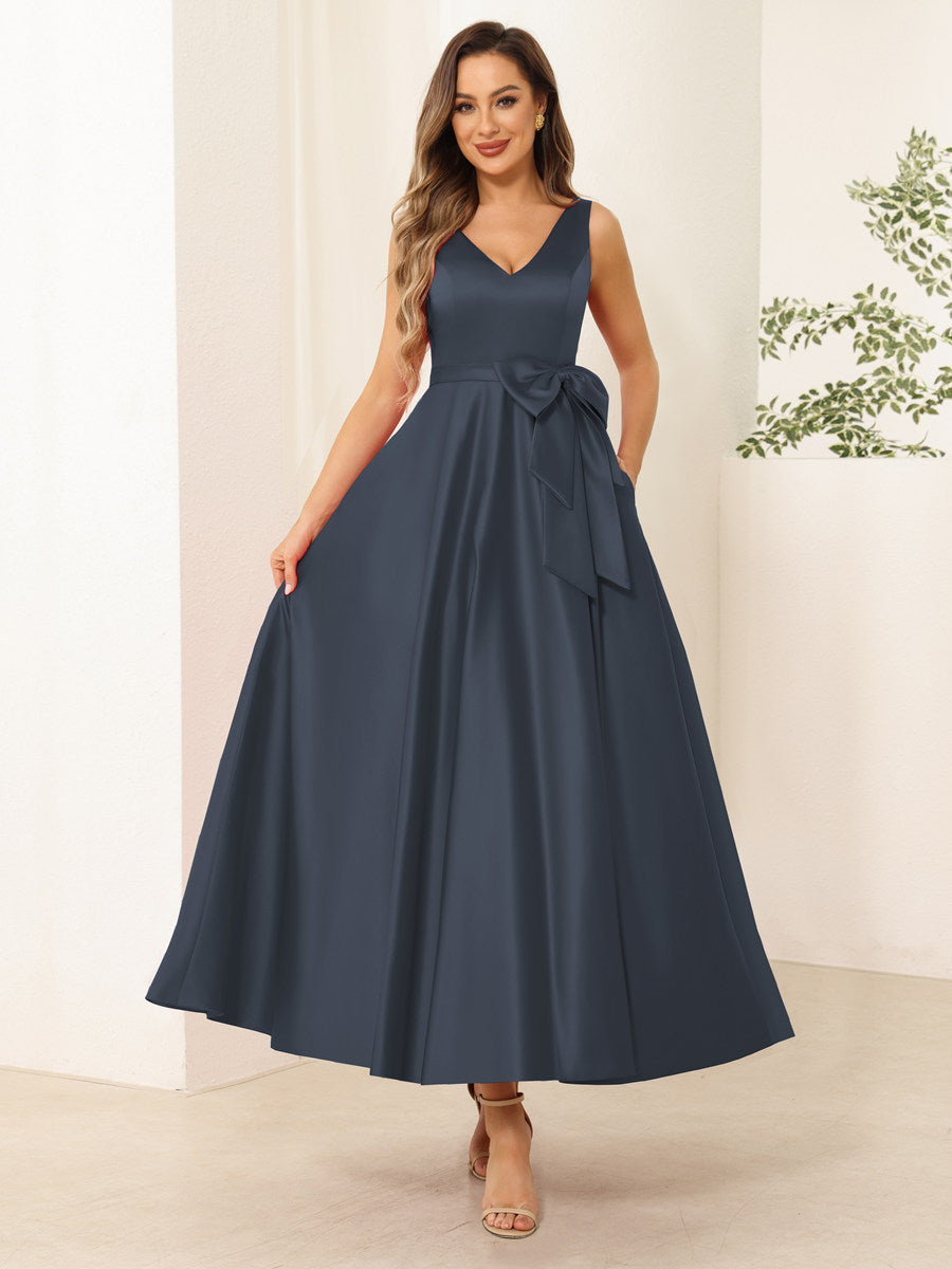 Fiora Lane Navy Blue side view wedding guest dress