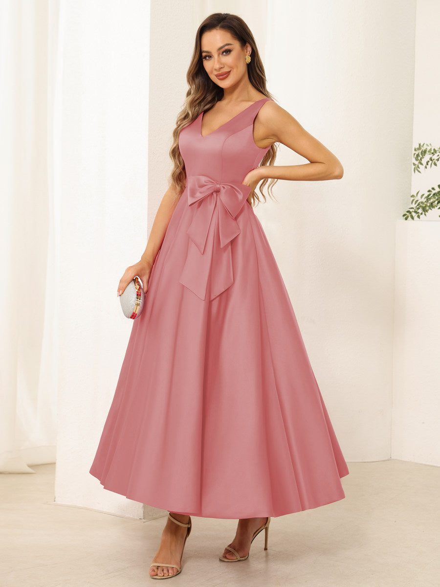 Fiora Lane Coral front view wedding guest dress