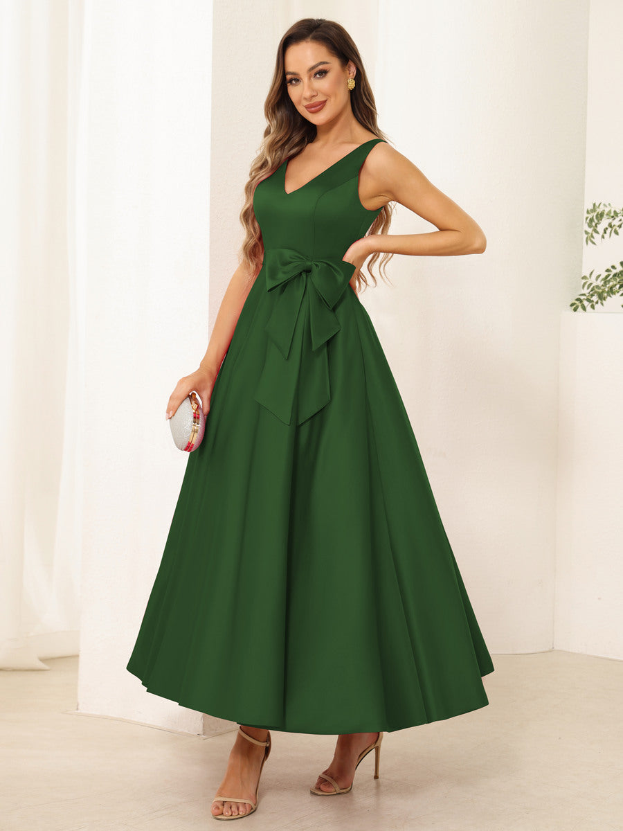 Fiora Lane Hunter Green front view wedding guest dress