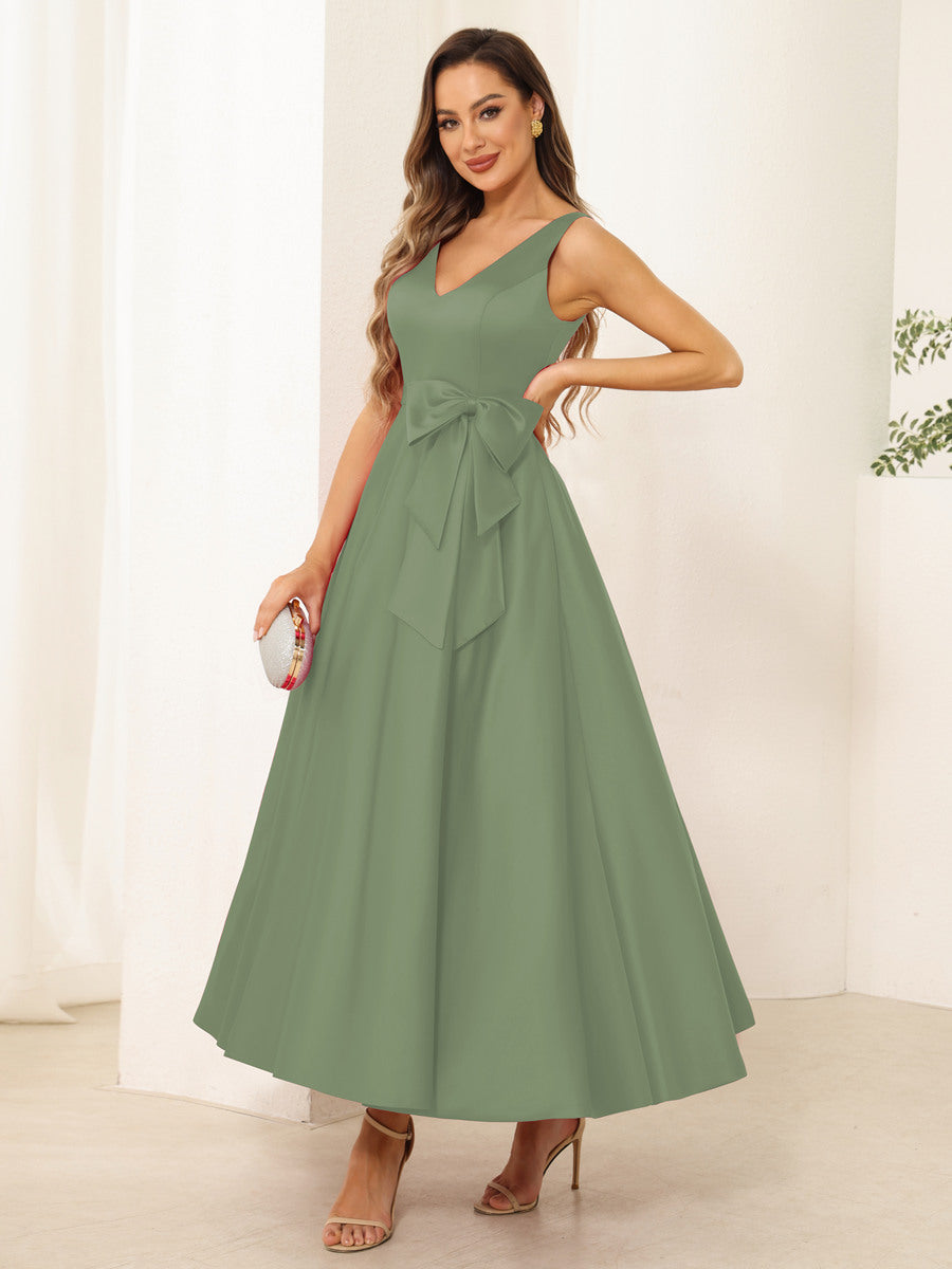 Fiora Lane Sage Green front view wedding guest dress