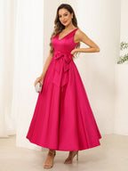 Fiora Lane Fuchsia front view wedding guest dress