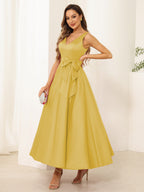 Fiora Lane Gold front view wedding guest dress