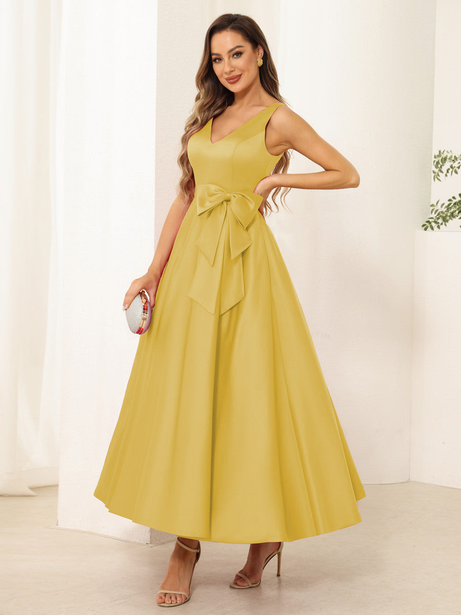 Fiora Lane Gold front view wedding guest dress