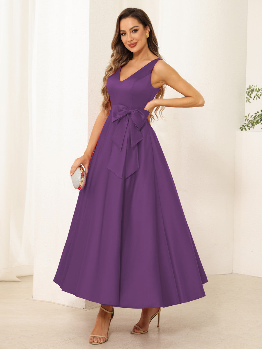 Fiora Lane Grape front view wedding guest dress