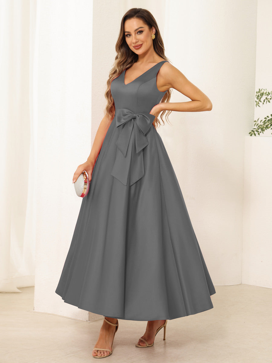 Fiora Lane Grey front view wedding guest dress