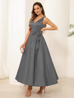 Fiora Lane Grey front view wedding guest dress
