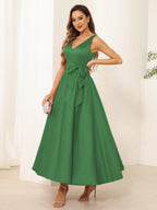 Fiora Lane Forest Green front view wedding guest dress