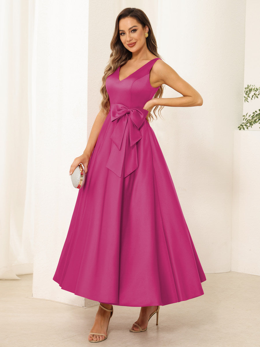 Fiora Lane Hot Pink front view wedding guest dress